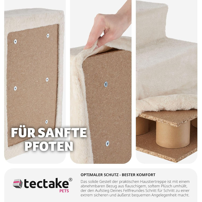Сходинка для тварин tectake®: для собак та котів, допомога у підйомi, знімний чохол, плоскі сходинкі, для софи, ліжка, авто (7 x 45 x 4,5 см)
