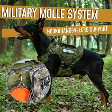 Тактичне обіднє повід для собак, навантажувальне обіднє повід для середніх та великих собак, дихаюча сітка, регульоване обіднє повід для службових собак з металевою застібкою 39г для тренувань, прогулянок (Зелений, L(Окружність шиї: 46-63см, Окружність гр