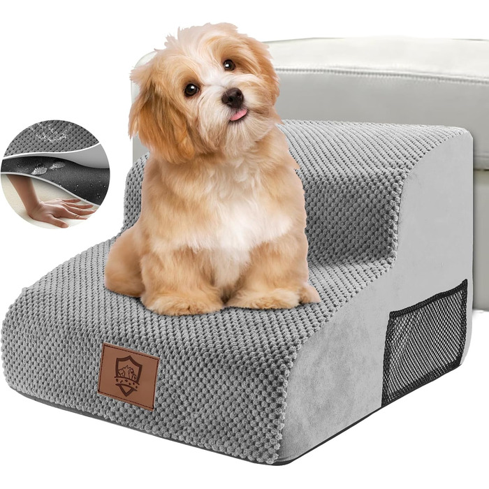 Сходинки для собак Zvonema: 2 сходинки, водонепроникні, протиковзкі, для маленьких собак, сірого кольору