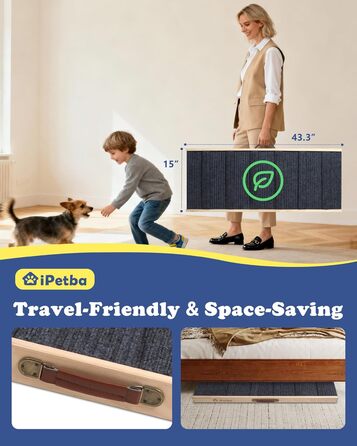 Сходинки для собак до ліжка та дивану – захист суглобів, антиковзаючі, складані, регульовані, портативні, для собак до 16 кг (до 30 кг)