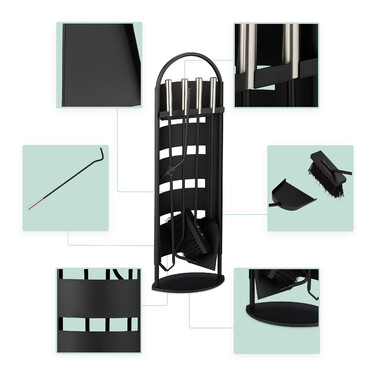 Relaxdays 5-Piece Fireplace Set in Black