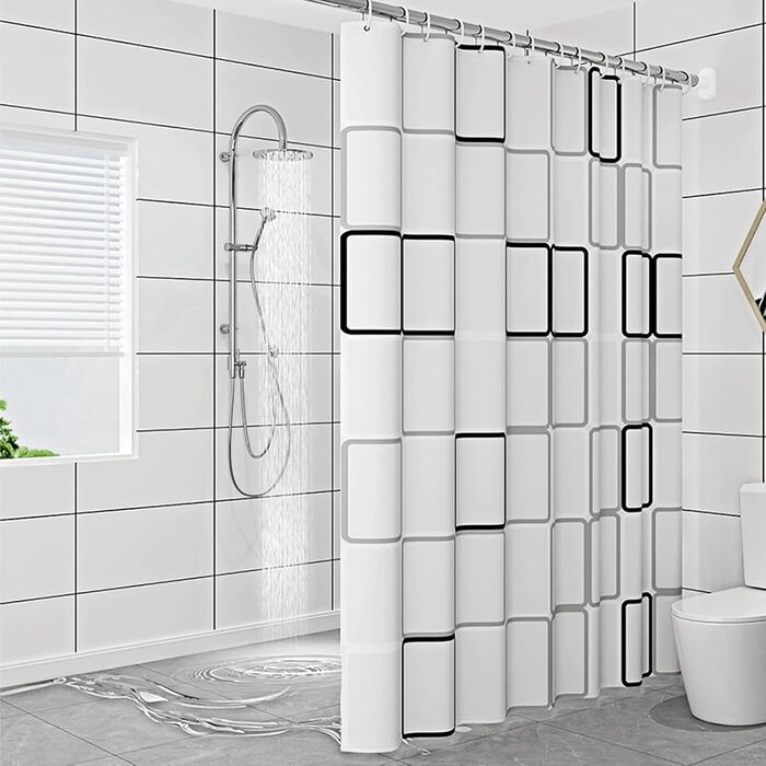 Шторка для душу 200x200 см, PEVA, антигрибкова, водонепроникна, пральна, з 12 кільцями, для душу та ванни