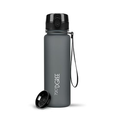 Пляшка спортивна 720°DGREE 'uberBottle' з ситечком, Tritan, BPA-Free, 500 мл (Чорний матовий) - для спорту, школи, фітнесу, велоспорту, дітей