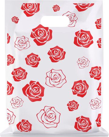 Belle Vous Shopping Bags Carrier Bags Plastic (100 Pack) - 30 x 38.3 cm Boutique Plastic Bags Small with Handles Glossy as Gift Bags/Guest Gifts, Clothing/Food and Small Gift Bags