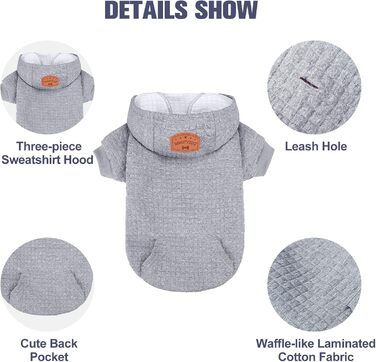 BEAUTYZOO Dog Hooded Sweatshirt for Small, Medium, and Large Dogs, Winter, Autumn, Warm Dog Clothes for Puppies, S, M, Dogs, Girls, Boys, Dog Sweater, Shirt, Hoodies with Pocket, (XS (Back: 10