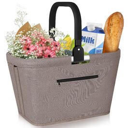 Складаний кошик для покупок 35L з 2 стійками, стабільний сімейний кошик з алюмінієвою ручкою, водонепроникний кошик для пікніка, практичний кошик для перенесення, великий для подорожей, кемпінгу, покупок, подарунка - Хакі