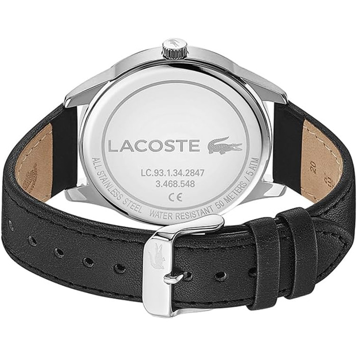 Годинник чоловічий Lacoste Vienna аналоговий кварцовий з чорним шкіряним ремінцем 2011047