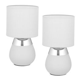 Relaxdays Table Lamp with Fabric Shade, 2-Piece Set