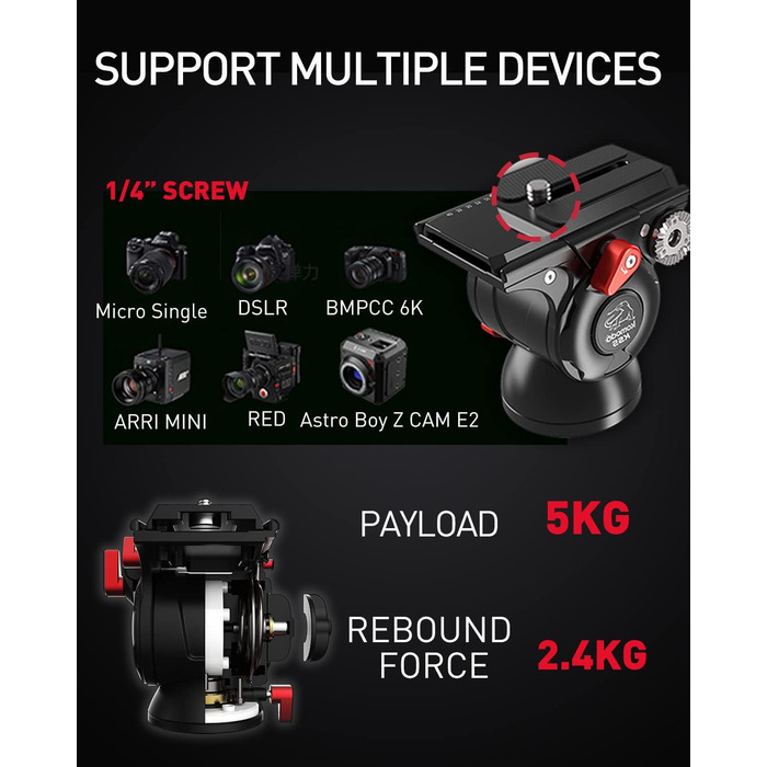 Штатив-монопод IFOOTAGE Cobra 3 C180F-P з карбону, 181 см, вантажопідйомність 8 кг (SET-C180F-P+K5S)