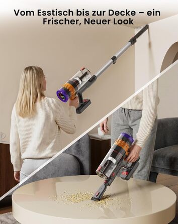 Акумуляторний бездротовий пилосос 40КПа, 42 хв роботи, для шерсті тварин, килимів та твердих підлог (V1-Сріблястий)