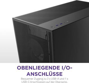 Корпус NZXT H7 Flow | Mid-Tower ATX з покращеною вентиляцією | Чорний | Підтримка 3 x 120 мм вентиляторів для охолодження GPU