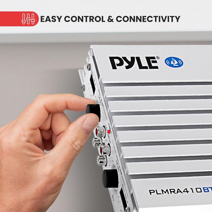 Pyle 2.1 Bluetooth морський підсилювач-ресивер, водонепроникний 4-канальний аудіо підсилювач для стерео колонок, 400 Вт, Dual-MOSFET, PLMRA410BT