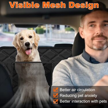 Захисний килимок на заднє сидіння авто для собак, чорний, 128x61 см, 3-панельний, з кріпленням для безпеки
