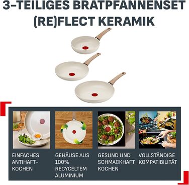 Набір сковорідок Tefal Reflect On 3 шт. з керамічним антипригарним покриттям, алюміній, індукція, термоіндикатор