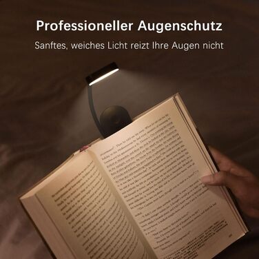 LED-лампа для читання з USB-зарядкою, 9 світлодіодів, 3 режими температури кольору, регульована яскравість, гнучка 360° поворотна кріплення для читання в ліжку, чорний