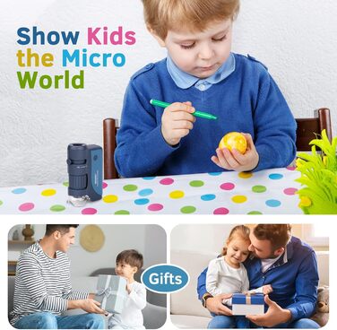 BEBANG Кишеньковий мікроскоп 60x-120x з LED-підсвічуванням, ручний міні-мікроскоп для дітей, студентів та дорослих, для мікробіологічних спостережень
