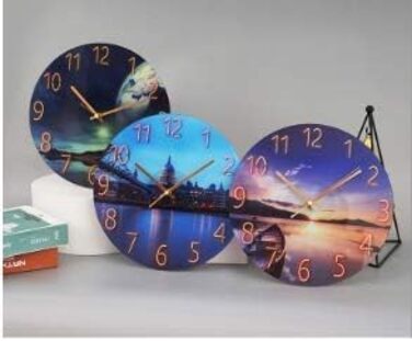 RAILONCH Silent Wall Clock Modern Design Wall Clock No Ticking for Living Room, Kitchen, Office, and Bedroom (D)
