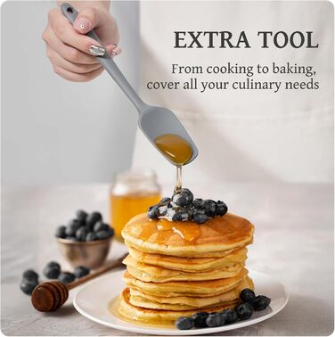 Набір кухонних аксесуарів Kikcoin 43 шт. - Силіконовий набір кухонних інструментів, безпечний для миття в посудомийній машині, лопатки для антипригарного посуду, 230°C, термостійкі кухонні помічники з підставкою, BPA-free, колір: авокадо (сірий)