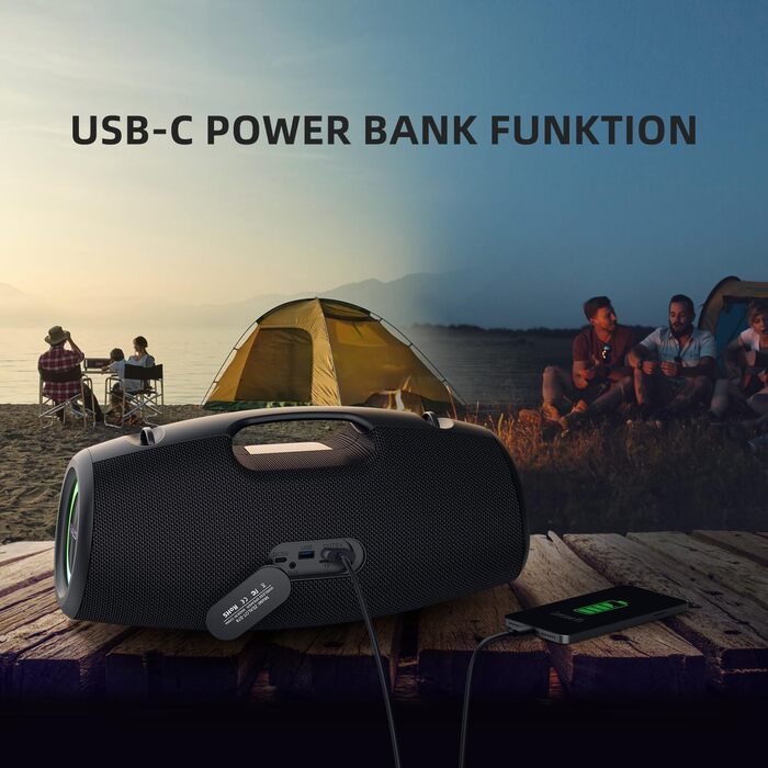 ZEALOT Bluetooth колонка 120W: Водонепроникна портативна колонка з басами, підсвіткою для пляжу, кемпінгу, подарунок