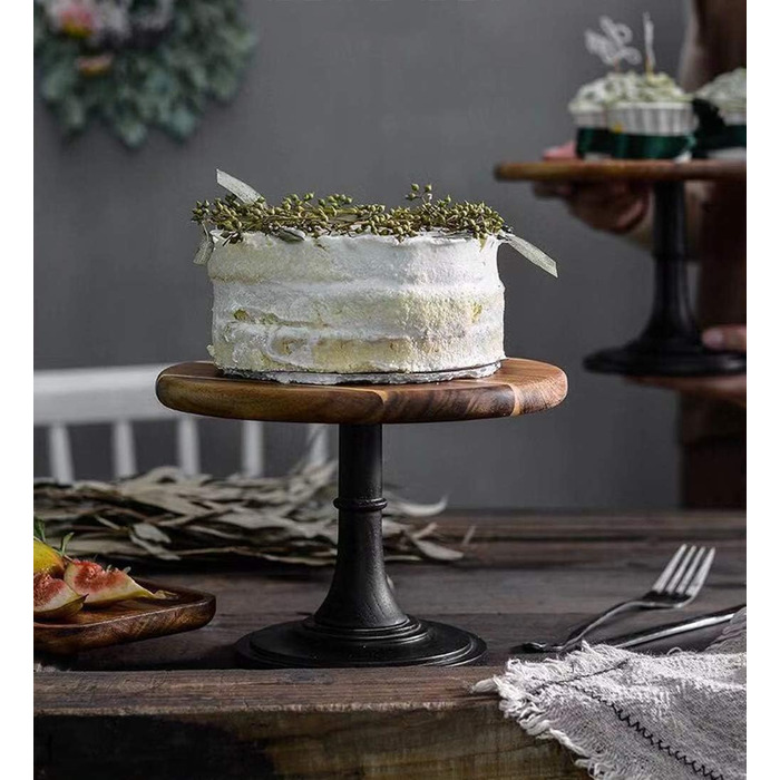 Дзеркальна підставка для тортів NUPTIO, 3 шт: дерев'яна, для весілля, дня народження, дитячого свята, кексів, чаювання. Чорний колір.