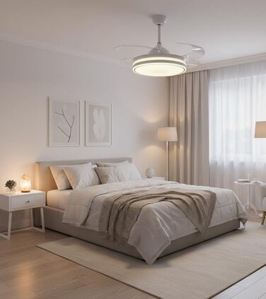 Вентилятор стельовий Bel Air Asgard 108 см з LED, DC-мотор, пульт, 3 режими, білий MINI