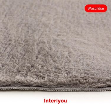 Тепличний килим Interiyou Fargo для вітальні 80x150 см - короткий ворс, миється, не ковзає, пухнастий штучний килим з довгого ворсу (160 x 230 см, сірий)