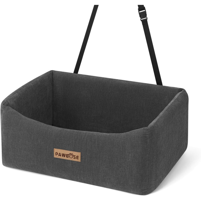 Автокрісло для собак середніх порід до 15 кг з ременем безпеки, знімне та миється (сірий)