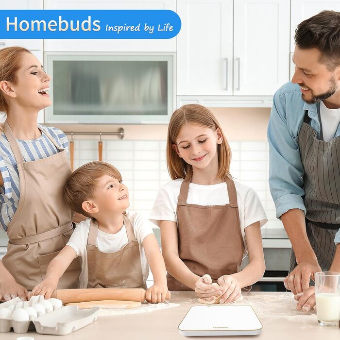 Кухонні ваги Homebuds 15 кг, цифрові, з LED-дисплеєм, точність 1 г/0,1 унції, для випічки та приготування їжі, скло, 3 AAA батарейки в комплекті