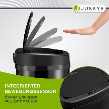 Відро для сміття Juskys з датчиком руху, 60 л, біле - кутовий контейнер з кришкою для сміттєвих пакетів, нержавіюча сталь, безконтактне відкривання