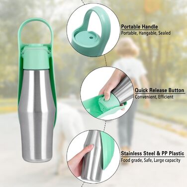 Вода для собак Taozoey 750мл: пляшка-поїльник з мискою, антибактеріальна, витокозахисна, для подорожей та прогулянок