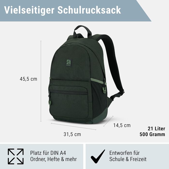 Шкільний рюкзак для дівчаток та хлопців підлітків Flex - рюкзак для жінок та чоловіків з відділенням для 16-дюймового ноутбука для школи та відпочинку - водовідштовхуючий (темно-зелений)