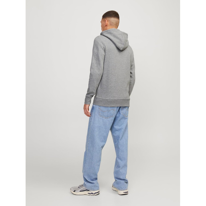 Чоловіча худі Jack & Jones однотонна з капюшоном, світло-сіра (розмір M)