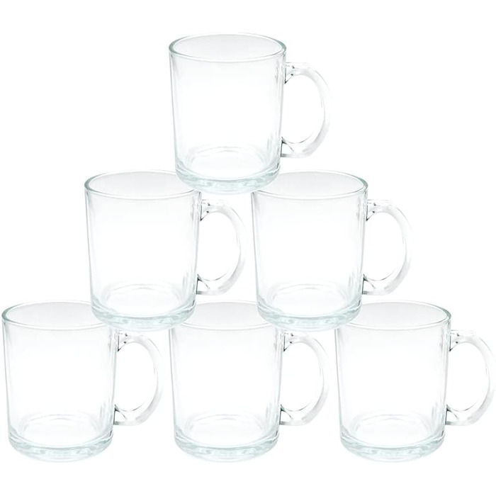 Склянка для сублімації MR.R 11oz, прозора, набір 6 шт, кухоль із ручкою для термопереносу