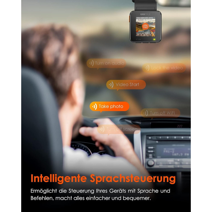 VANTRUE E1 Lite Mini Dashcam: відеореєстратор для авто з WiFi, 1080P HDR, 30fps, GPS, G-Sensor, нічне бачення, паркувальний режим, 160°
