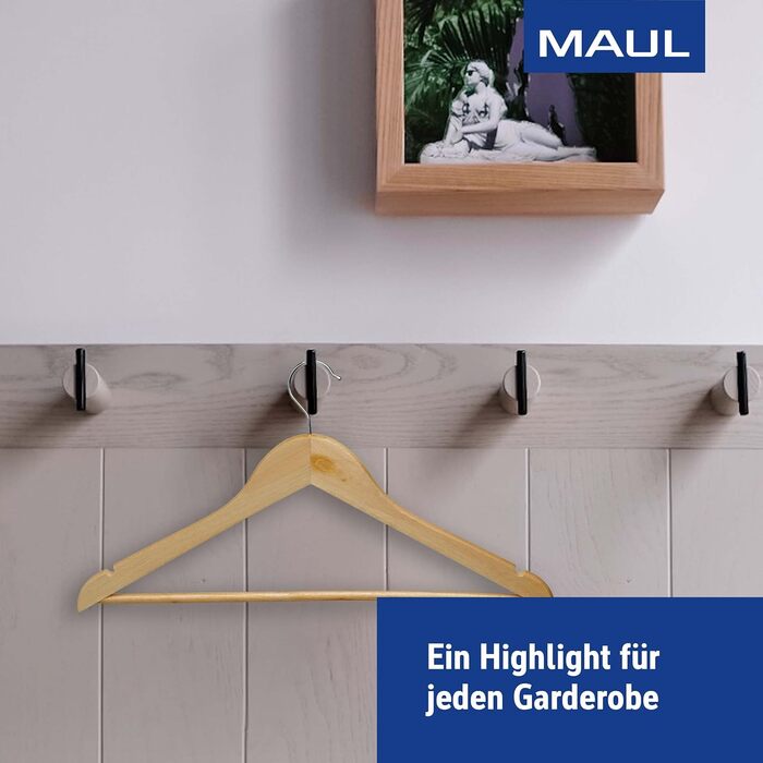 MAUL Wooden Clothes Hangers | Modern wooden hangers in a classic design | Sturdy and robust hangers for jackets, shirts and trousers made of beech wood | Natural | 8-piece set