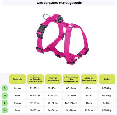 Шлейка для собак Chaba Guard для малих та середніх порід, контрольована, протисмикова, регульована, зручна, легка, класична, розмір M, фуксія/рожева