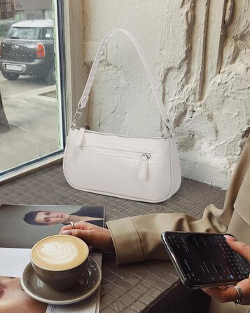 Сумка жіноча LOVEVOOK крокодиловий візерунок біла: сумка-клатч, сумка на плече, міні-сумка месенджер для побачень, вечірок, покупок