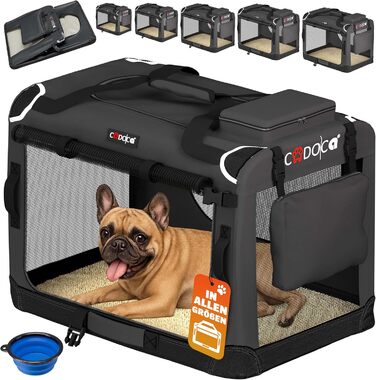 Складана переносна переносна коробка для собак L 70x52x50 см - міцна, дихаюча, для авто, сіра