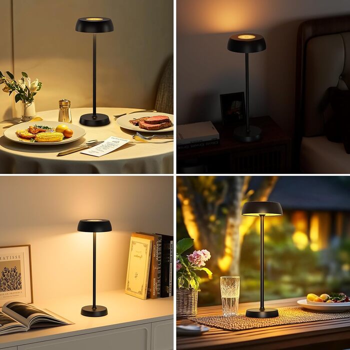 Світлодіодна настільна лампа бездротова з регулюванням яскравості, сенсорним керуванням, 4 режими освітлення, акумуляторна, для спальні, домашнього офісу, кемпінгу - 1 шт.