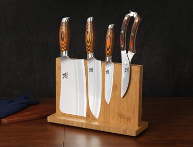 Набір кухонних ножів MSY BIGSUNNY 4 шт. (Ніж для нарізки, Сантоку, Універсальний ніж, Ножиці для птиці) - Німецька сталь, Азіатський дизайн