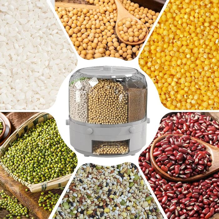 Поворотний контейнер для зберігання сипучих продуктів Sghtil, великий диспенсер для круп, рису та корму, органайзер для кухні