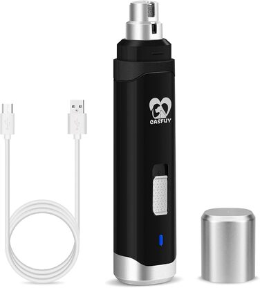 Електричний точилка для кігтів собак Casfuy - професійний, 2 швидкості, акумуляторний, для собак та котів, чорний