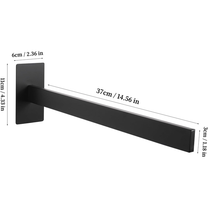 Тримач для рушників настінний з нержавіючої сталі, без свердління, подвійний, для ванної кімнати та кухні, срібний (чорний, односторонній)