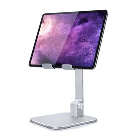 Алюмінієва підставка для iPad та планшетів Elitehood, регульована висота та кут нахилу, складана тримач-підставка для iPad Pro 12.9, Air, Mini, Samsung Galaxy Tab (4-13 дюймів), срібляста
