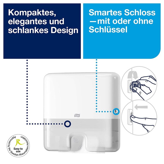Tork Xpress Dispenser for Multifold Towels White H2, Single Towel Dispensing, Elevation Design, 552100 (White, Mini, Bundle with Paper Towels)