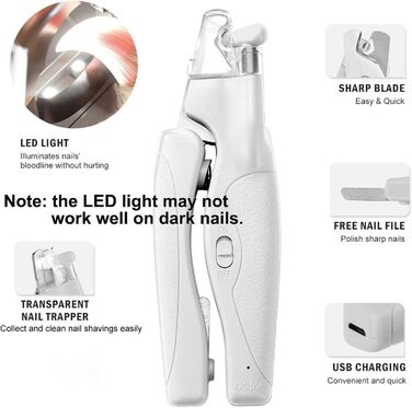 Професійний триммер для когтів домашніх тварин з LED-підсвічуванням: для собак та котів середніх та маленьких порід, з високоякісною лезою та пилочкою для догляду за кігтями