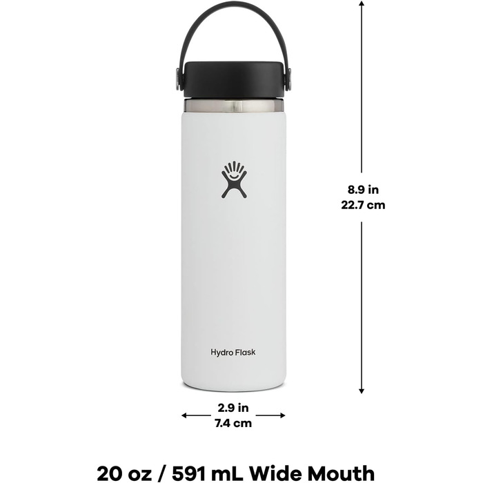 HYDRO FLASK - 1180ml (40oz) Water Bottle - Insulated Stainless Steel Water Bottle - Sports Bottle with Leak-Proof Flex Cap Lid & Strap - Dishwasher Safe Thermos Bottle - Wide Mouth Opening - (Snapper, 591 ml)