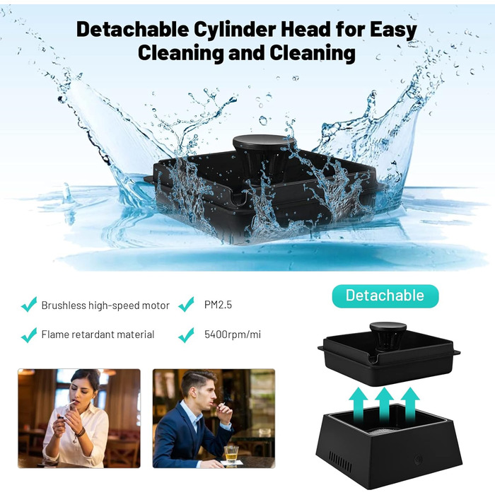 Portable Ashtray with Suction - 2 in 1 Smoke-Free Ashtray with Air Purifier - Portable Smoke Cleaner Ashtray with Filter for Home, Car, Office, Indoor Cigarettes