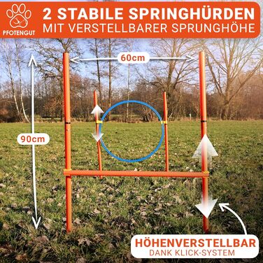 Набір для аджиліті для собак [11-TLG.] - універсальний набір з перешкодами, тунелем, слаломом та іншим для тренування та аджиліті собак - з аксесуарами та сумкою для транспортування, великий розмір