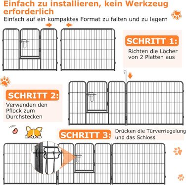 Металевий вольєр для собак та котів Costway, 80 см, 8-секційний, з дверцятами, для собак, котів, кроликів, чорний